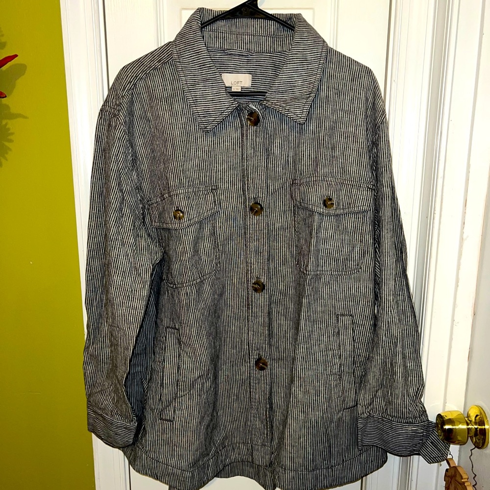 Loft Railroad Stripe Shirt/Jacket